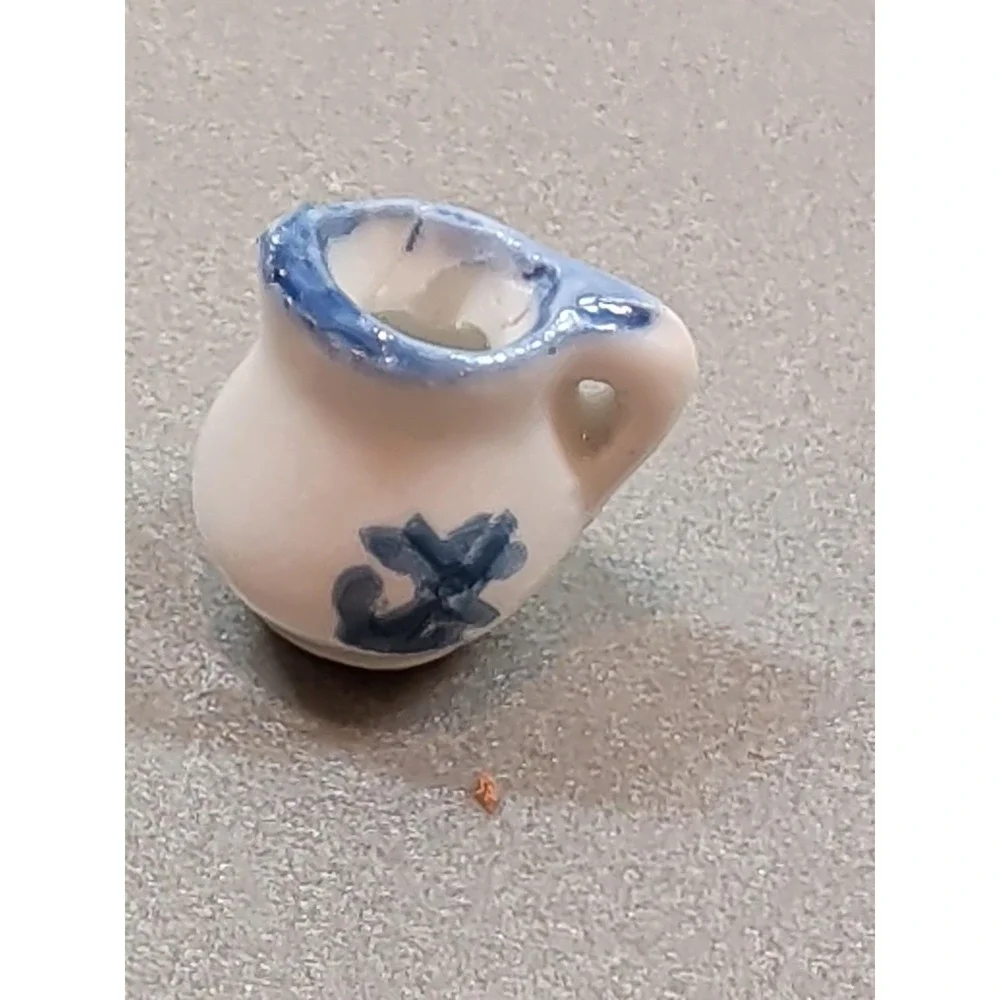 Vintage Miniature Windmill Tea Set 6 Piece Porcelain Dollhouse Nobel Hall Blue